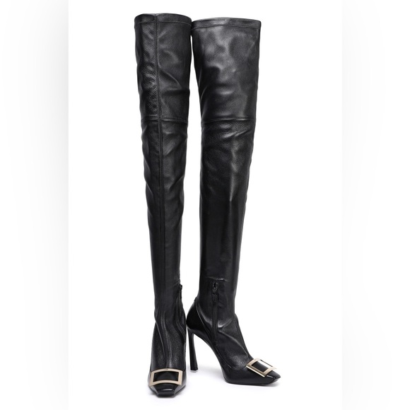 Roger Vivier Cuissard buckle leather thigh boots - Picture 3 of 8